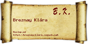 Breznay Klára névjegykártya